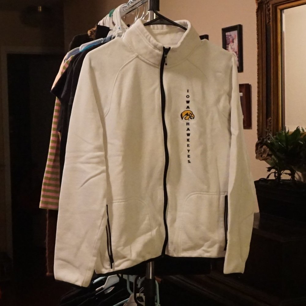 Iowa Hawkeye Tigerhawk Zip Up Jersey White Junior Medium